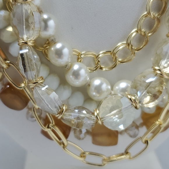 Ali khan champagne color 6 strand glass beaded necklace with gift box - Picture 3 of 6